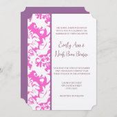 Plum & Pink Damask Wedding Invitations Kaart (Voorkant / Achterkant)