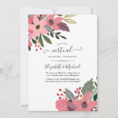 Plum Pink en Gold Floral Online Virtual Wedding Kaart (Voorkant)