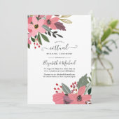 Plum Pink en Gold Floral Online Virtual Wedding Kaart (Staand voorkant)