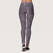 Plum Pink Floral Fan Scribble Vrouwen Leggings (Achterkant)