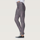 Plum Pink Floral Fan Scribble Vrouwen Leggings (Links)