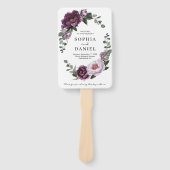 Plum Pioenrozen Paarse Bloemen Trouwprogramma Fan Handwaaier (Voorkant)