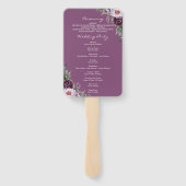 Plum Pioenrozen Paarse Bloemen Trouwprogramma Fan Handwaaier (Achterkant)