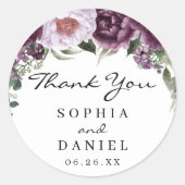 Plum Pioenrozen Trouwgunst Sticker (Voorkant)