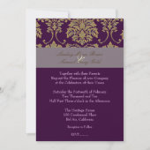 Plum/plum/faux gold damask kaart (Voorkant)