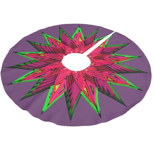 Plum Prachtige Poinsettia WOW Fleece Kerstboom Rok (Gekanteld)