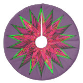 Plum Prachtige Poinsettia WOW Fleece Kerstboom Rok (Voorkant)