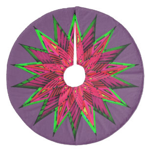 Plum Prachtige Poinsettia WOW Fleece Kerstboom Rok