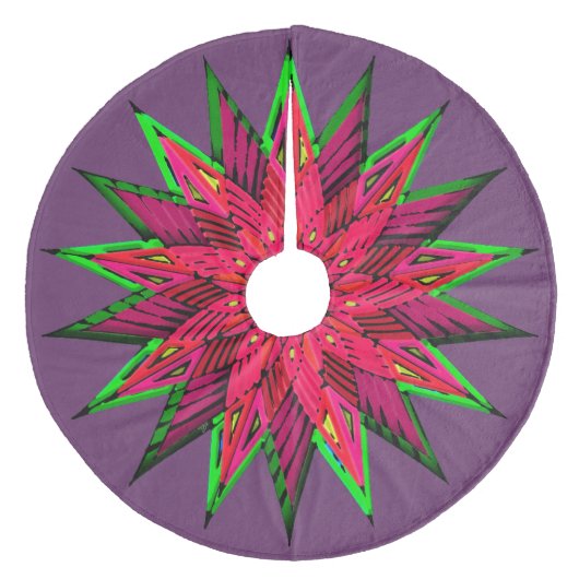 Plum Prachtige Poinsettia WOW Fleece Kerstboom Rok (Voorkant)