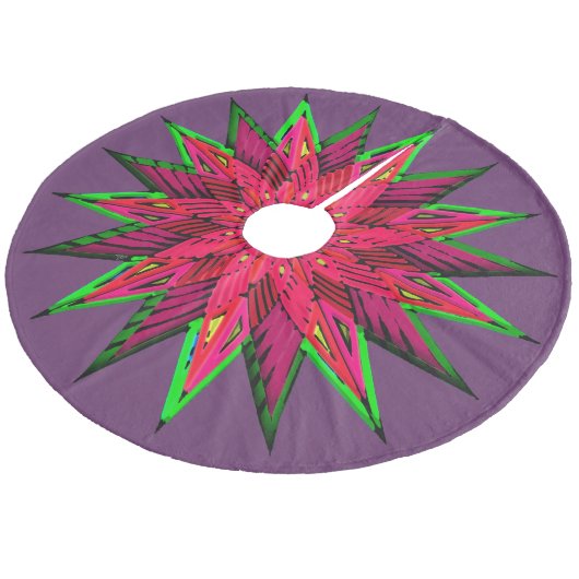 Plum Prachtige Poinsettia WOW Fleece Kerstboom Rok (Gekanteld)