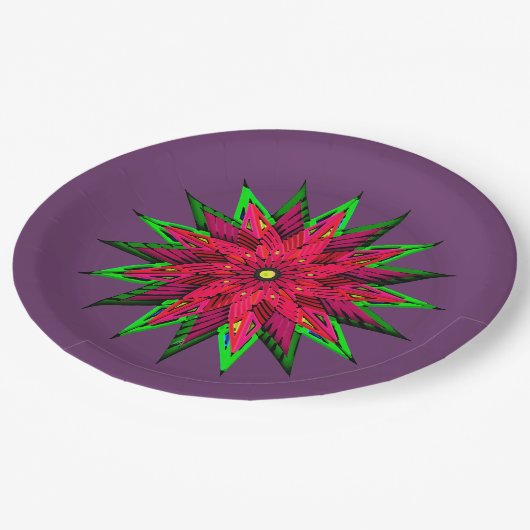 Plum Prachtige Poinsettia WOW Papieren Bordje (Gekanteld)