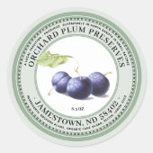 Plum Preserve Label Jam Jelly 1930 Green (Voorkant)