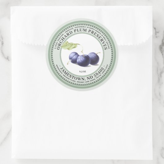 Plum Preserve Label Jam Jelly 1930 Green (Tas)