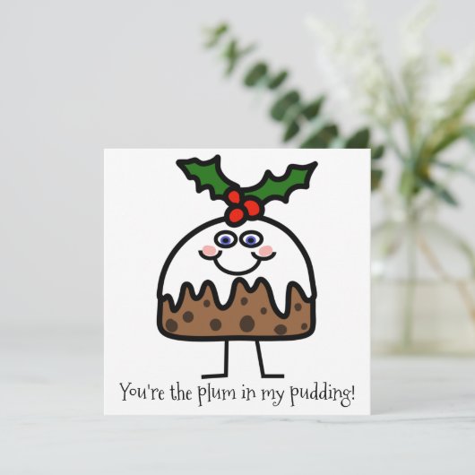 Plum Pudding Christmas Pudding Funny HOLIDAY KAART (Staand voorkant)