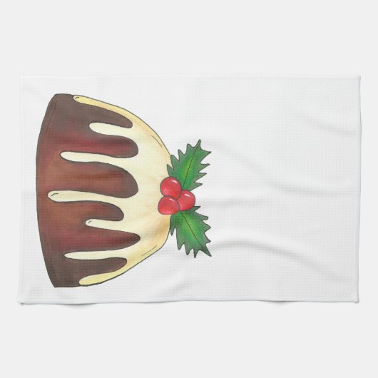 Plum Pudding Kerstfeestdag Brits dessert Theedoek (Horizontaal)