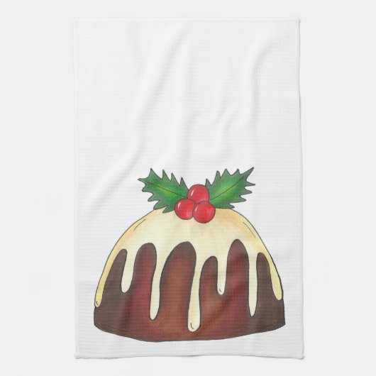 Plum Pudding Kerstfeestdag Brits dessert Theedoek (Verticaal)