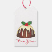 Plum Pudding Kerstvakantie Feestelijk Brits Cadeaulabel (Voorkant)