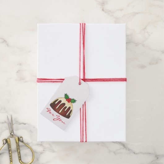 Plum Pudding Kerstvakantie Feestelijk Brits Cadeaulabel (Met Touw)