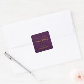 Plum Purple and Gold Happy Holidays Vierkante Sticker (Envelop)