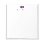 Plum Purple Bow Border Script Custom Name Script Notitieblok (Voorkant)