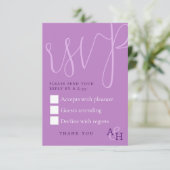 Plum Purple Calligrafie Script bruiloft RSVP-kaart RSVP Kaartje (Staand voorkant)