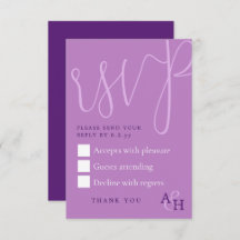 Plum Purple Calligrafie Script bruiloft RSVP-kaart