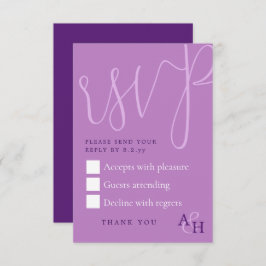 Plum Purple Calligrafie Script bruiloft RSVP-kaart RSVP Kaartje
