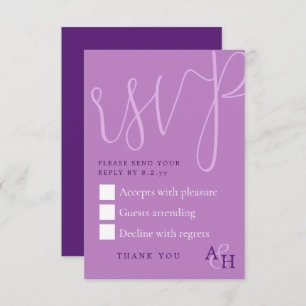 Plum Purple Calligrafie Script bruiloft RSVP-kaart RSVP Kaartje
