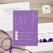 Plum Purple Calligrafie Script bruiloft RSVP-kaart RSVP Kaartje