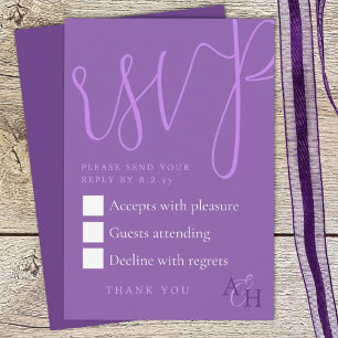 Plum Purple Calligrafie Script bruiloft RSVP-kaart RSVP Kaartje
