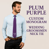 Plum Purple | Custom Monogram Wedding Groomsmen Stropdas