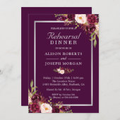 Plum Purple Flowers Chic Wedding Rehearsal Dinner Kaart (Voorkant / Achterkant)