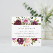 Plum Purple Flowers Herfst Floral Bridal Luncheon Kaart (Staand voorkant)