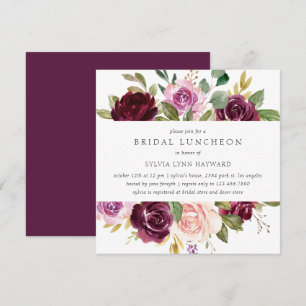 Plum Purple Flowers Herfst Floral Bridal Luncheon Kaart