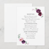 Plum Purple Flowers Trouwinformatie Gast Kaart (Voorkant / Achterkant)