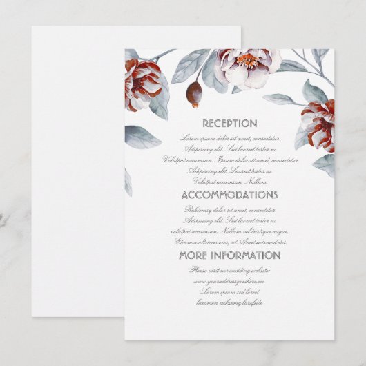 Plum Purple Flowers Trouwinformatie Gast Kaart (Voorkant / Achterkant)