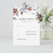 Plum Purple Flowers Waterverf Bruiloft RSVP Kaart (Staand voorkant)