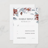 Plum Purple Flowers Waterverf Bruiloft RSVP Kaart (Voorkant / Achterkant)