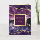 Plum Purple Gold Agate Marble QR Code Wedding (Voorkant)