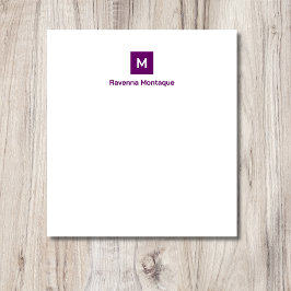 Plum Purple Modern Chic Trendy Monogram Name Notitieblok