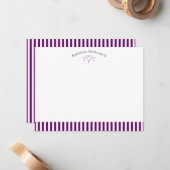 Plum Purple Modern Open Hearts Striped Note Card Notitiekaartje (Voorkant / Achterkant in situ)