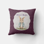 Plum Purple Polka Dot Bunny Name Accent Pillow Kussen (Achterkant)