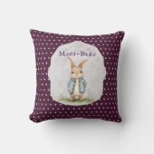 Plum Purple Polka Dot Bunny Name Accent Pillow Kussen (Voorkant)