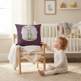 Plum Purple Polka Dot Bunny Name Accent Pillow Kussen