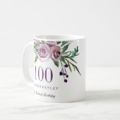 Plum Purple Rose 100th Birthday Gift Koffiemok (Voorkant links)
