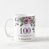 Plum Purple Rose 100th Birthday Gift Koffiemok (Links)