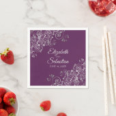 Plum Purple with Silver Frills Elegant Wedding Servet (Insitu)