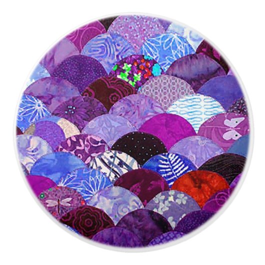 Plum Quilt Keramische Knop (Voorkant)