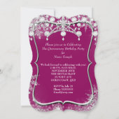 Plum Quinceanera 15th Winter Wonderland Kaart (Achterkant)