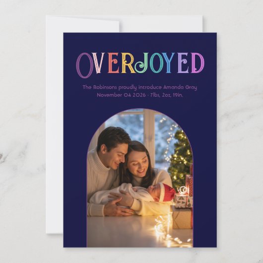 Plum Radiance Xmas Baby Geboorteaankondiging Foto Feestdagenkaart (Voorkant)